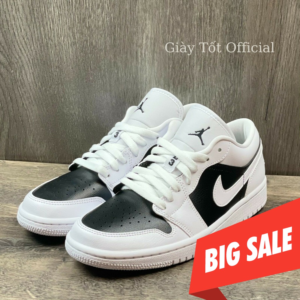 Giày JD1 Panda Low White Black New Bản Trung Cao Cấp Logo Trắng Mũi Đen Mới Nam Nữ - Giày Tốt Official