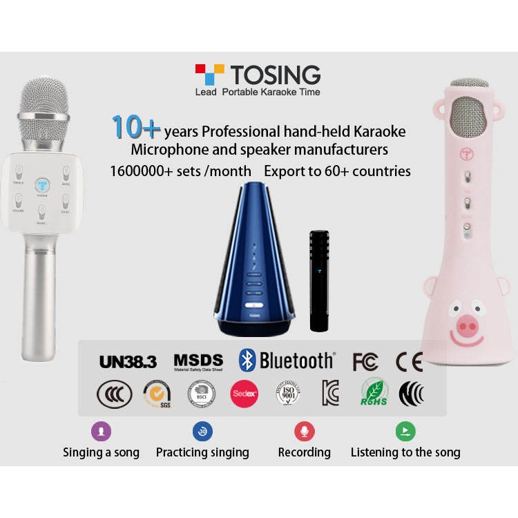 Micro Không Dây Hát Karaoke Tosing Q12 kèm loa bluetooth, 2 Trong 1 Cho Điện Thoại / Máy Tính Bảng/ oto/ tv