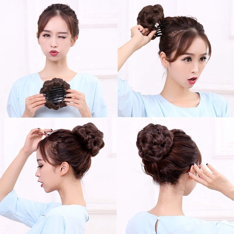 Búi tóc giả WIGSIN xoăn nối tóc phía sau xinh xắn thời trang dành cho nữ