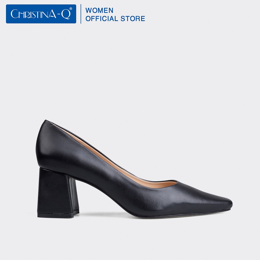 Giày cao gót bít mũi vuông 7cm da cao cấp ChristinA-Q GBV061