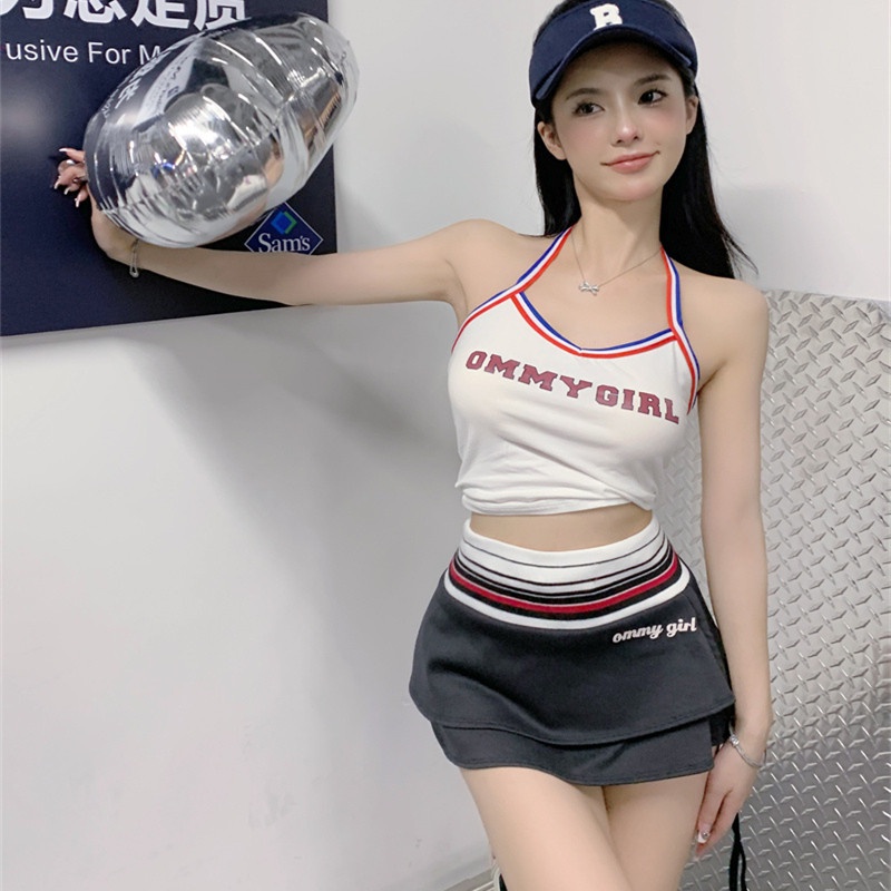 Bộ Áo Camisole + Chân Váy Ngắn Lưng Thấp Dễ Thương