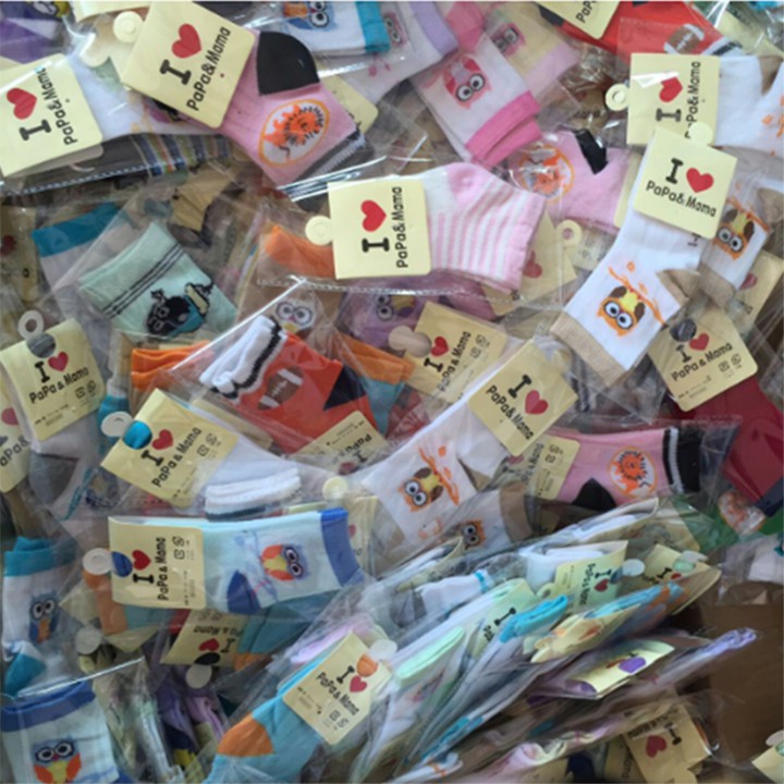 Tất cao cổ cho bé sơ sinh từ 0 đến 3 tuổi Papa&amp;Mama hoạt hình dễ thương vải cotton chất lượng cao thoáng khí êm chân