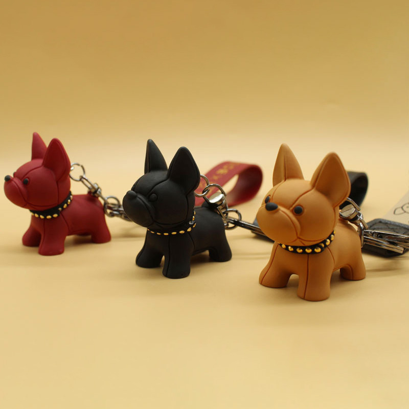 Móc Khóa Mặt Hình Chó Bull Pháp Dễ Thương Trang Trí Thời Trang