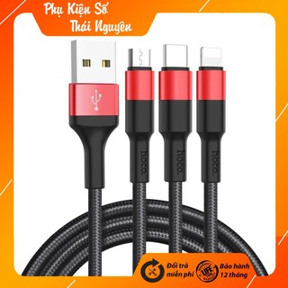Cáp sạc 3 đầu hoco x26 ligting micro type c iphone android.