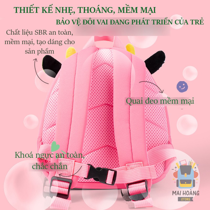 Balo cho bé 0 - 6 tuổi, hình động vật đáng yêu, siêu nhẹ, an toàn cho bé - thương hiệu Tochang