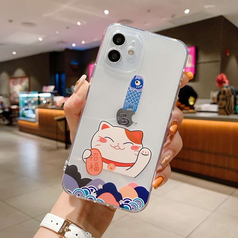 Ốp lưng iphone silicon trong suốt hình Mèo may mắn dành cho iphone 6 đến 13promax - T118 | BigBuy360 - bigbuy360.vn