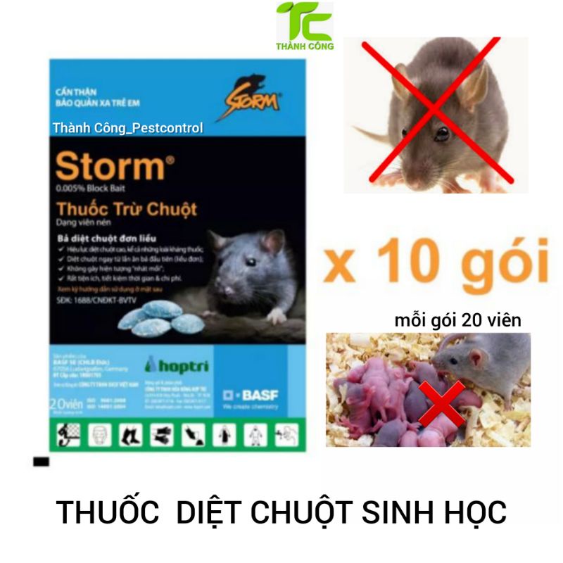 Thuốc diệt chuột Storm ra sáng chết 10 gói ×20 viên( rẻ vô địch)