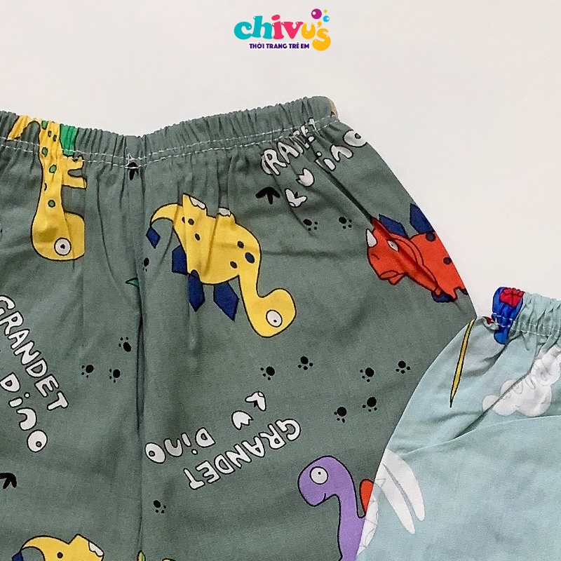 Quần đùi bé trai bé gái chất lanh lụa hoạ tiết đặc sắc CHIVU's KID quần chục bé trai bé gái 1 2 3 4 5 tuổi