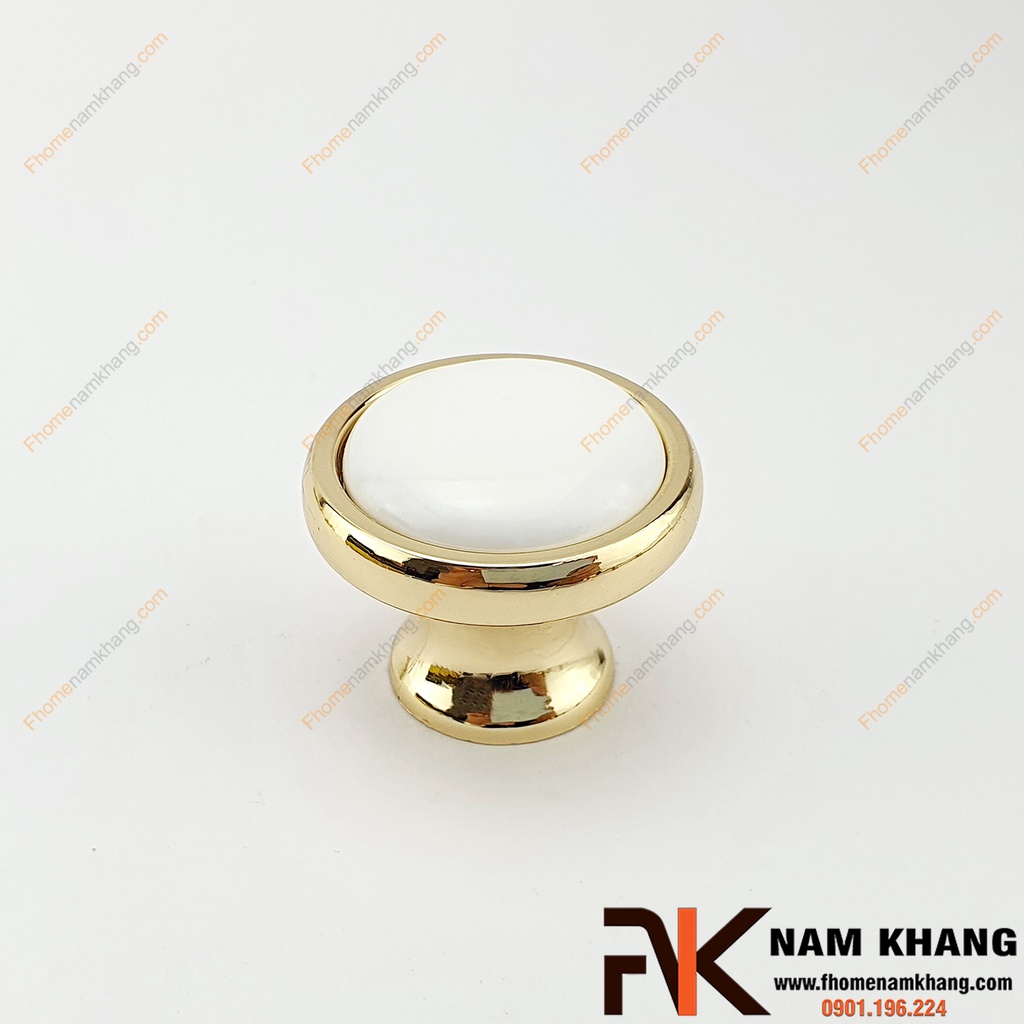 Tay nắm tủ sứ trắng vàng NK020L-TV