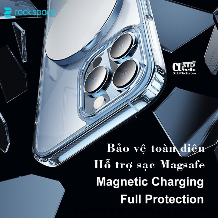 ỐP LƯNG IPHONE 13 PRO MAX - 13 PRO - 13 ROCK PURE hỗ trợ sạc không dây LƯNG CỨNG TRONG VIỀN DẺO CHÍNH HÃNG