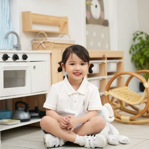 Áo thun polo YODY cho bé chất liệu cotton, cá sấu co giãn 4 chiều, thêu hình gấu APK5028