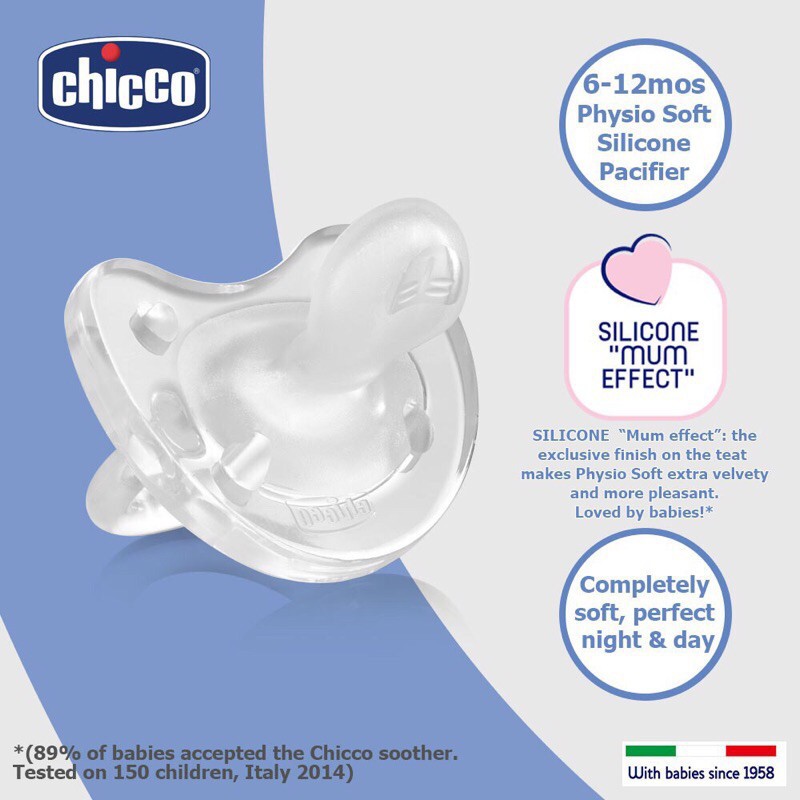 Ty ngậm Chicco Silicon Physio Soft 0m+