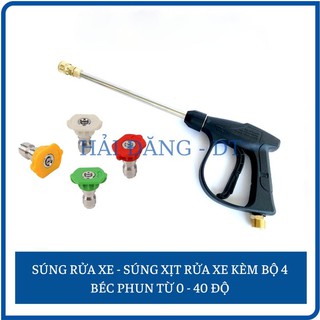 Súng rửa xe, Súng rửa xe áp lực cao kèm 4 đầu phun từ 0°- 40°, Phụ kiện máy rửa xe