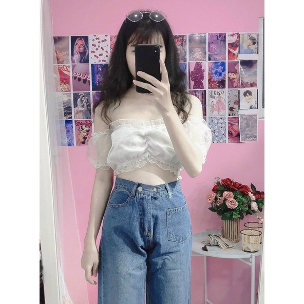ÁO voan kiến rút ngực ,áo croptop HOT