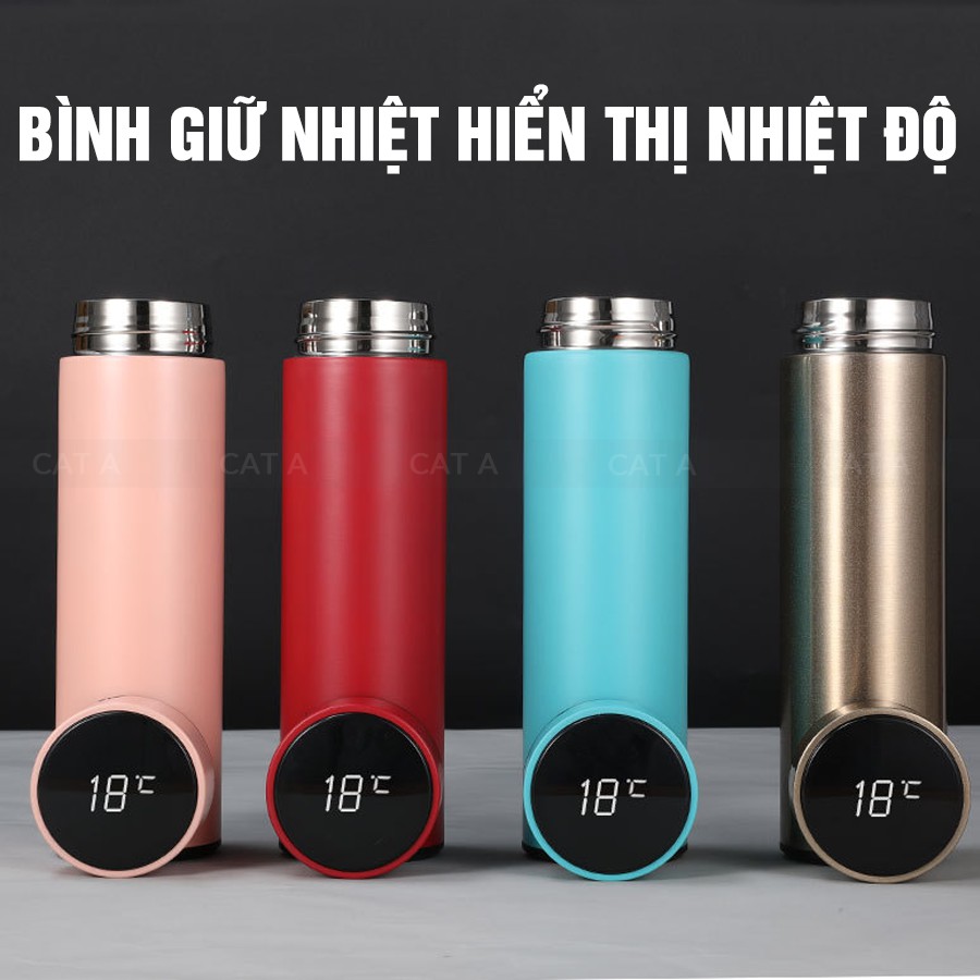 Bình giữ nhiệt Inox 2 lớp Cao Cấp thông minh có Đèn LED hiển thị nhiệt độ - Nhỏ gọn, sang trọng [ Dung tích 500 ML ] | BigBuy360 - bigbuy360.vn