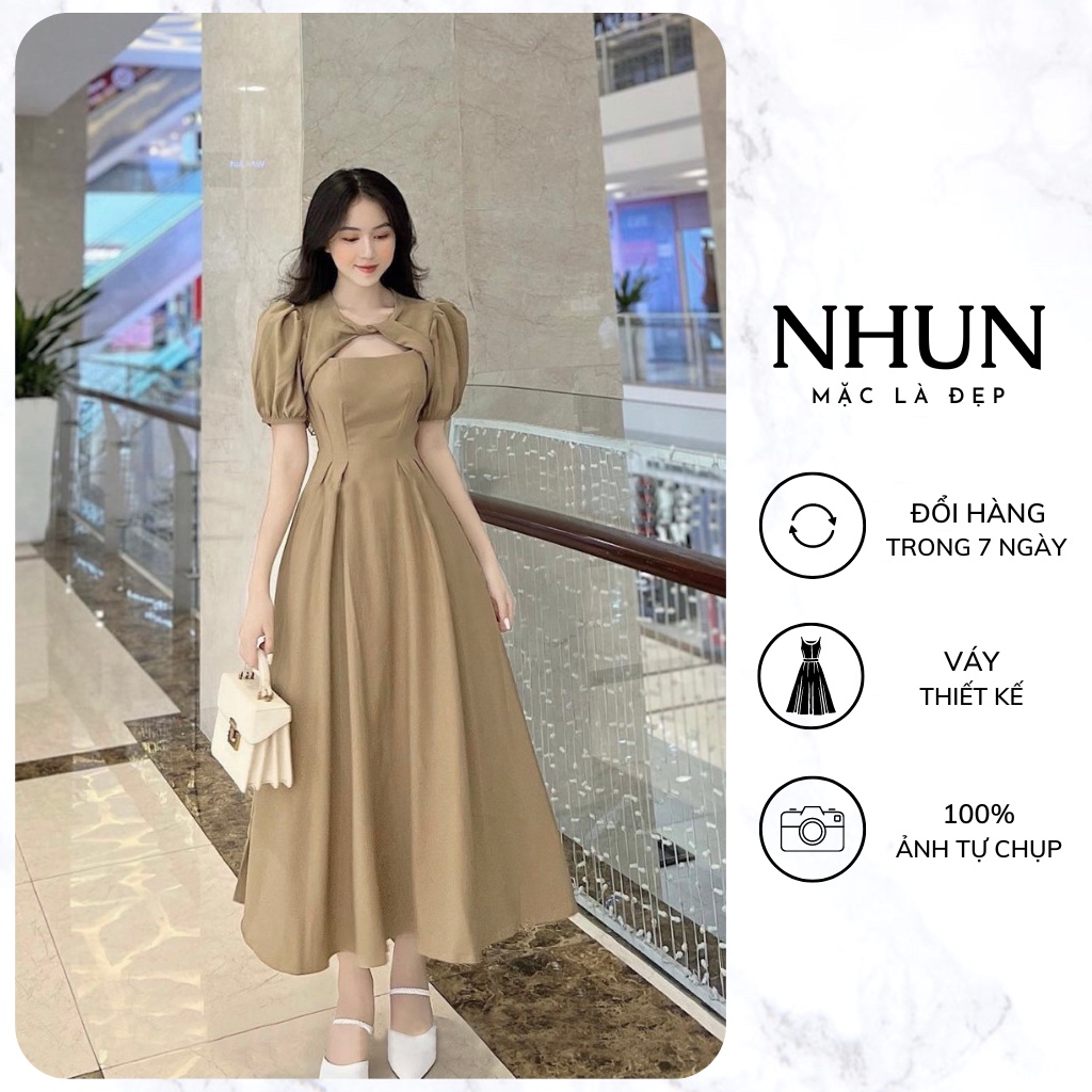 Váy công sở nữ thiết kế dáng dài NhunFashion Đầm dự tiệc cao cấp xoắn ngực tiểu thư đi làm và đi chơi đều đẹp N19