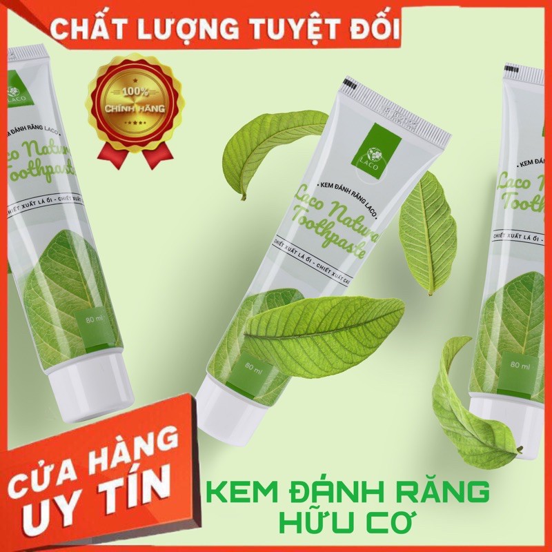 Kem Đánh Răng Hữu Cơ LACO, Trắng Sáng RăngBảo Vệ Men Răng, Vị Ngọt Thơm Mát