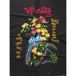 Tranh thêu vi tính thành phẩm vợ chồng