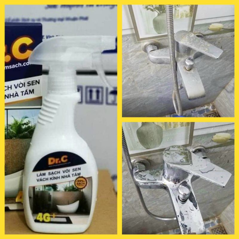 CHAI XỊT DR.C 4G+ LÀM SẠCH VÒI SEN, VÁCH KÍNH, VÒI INOX SIÊU SẠCH