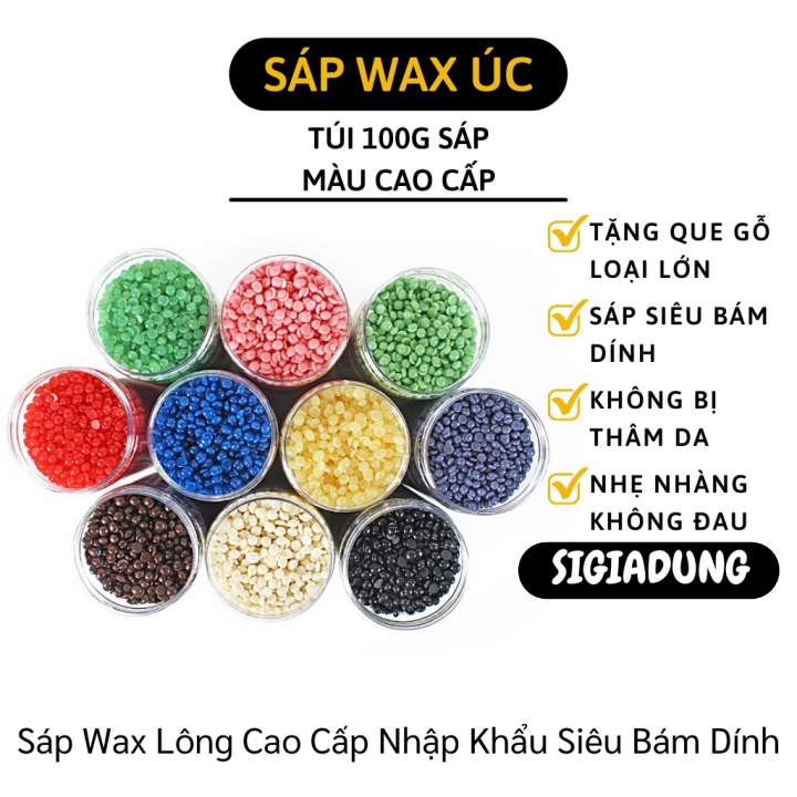 [SGD] Sáp Màu Wax Lông Cao Cấp Siêu Bám Dính Không Đau Tặng Que Gạt Triệt Lông - Sáp Hard Beans Nhập Khẩu Túi Zip 100g 1