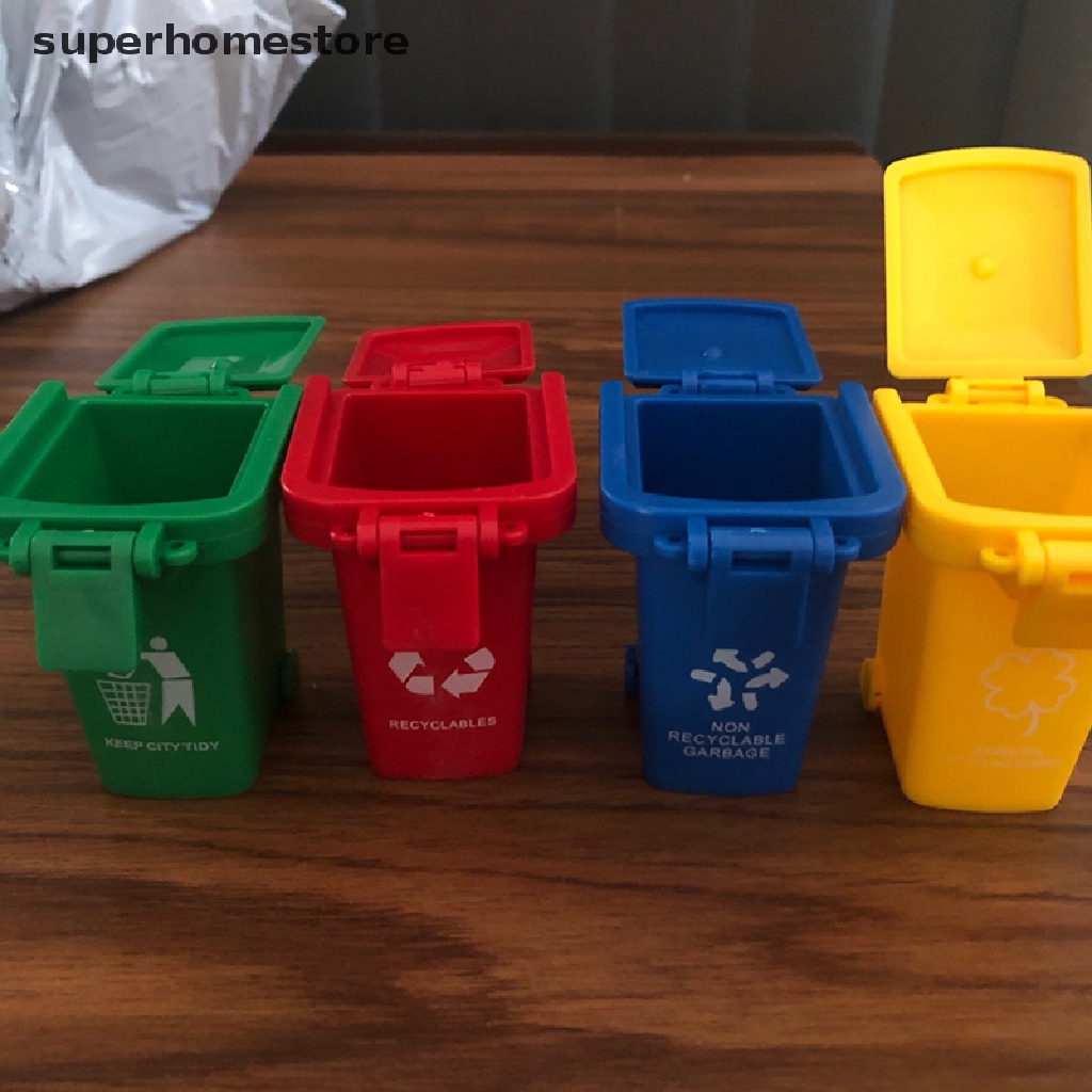 Bộ 4 Thùng Rác Mini Dạng Đẩy Cho Xe Hơi Đồ Chơi Mới