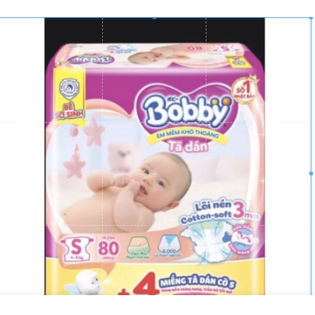 Tã dán sơ sinh Bobby S80,S54(cộng miếng)