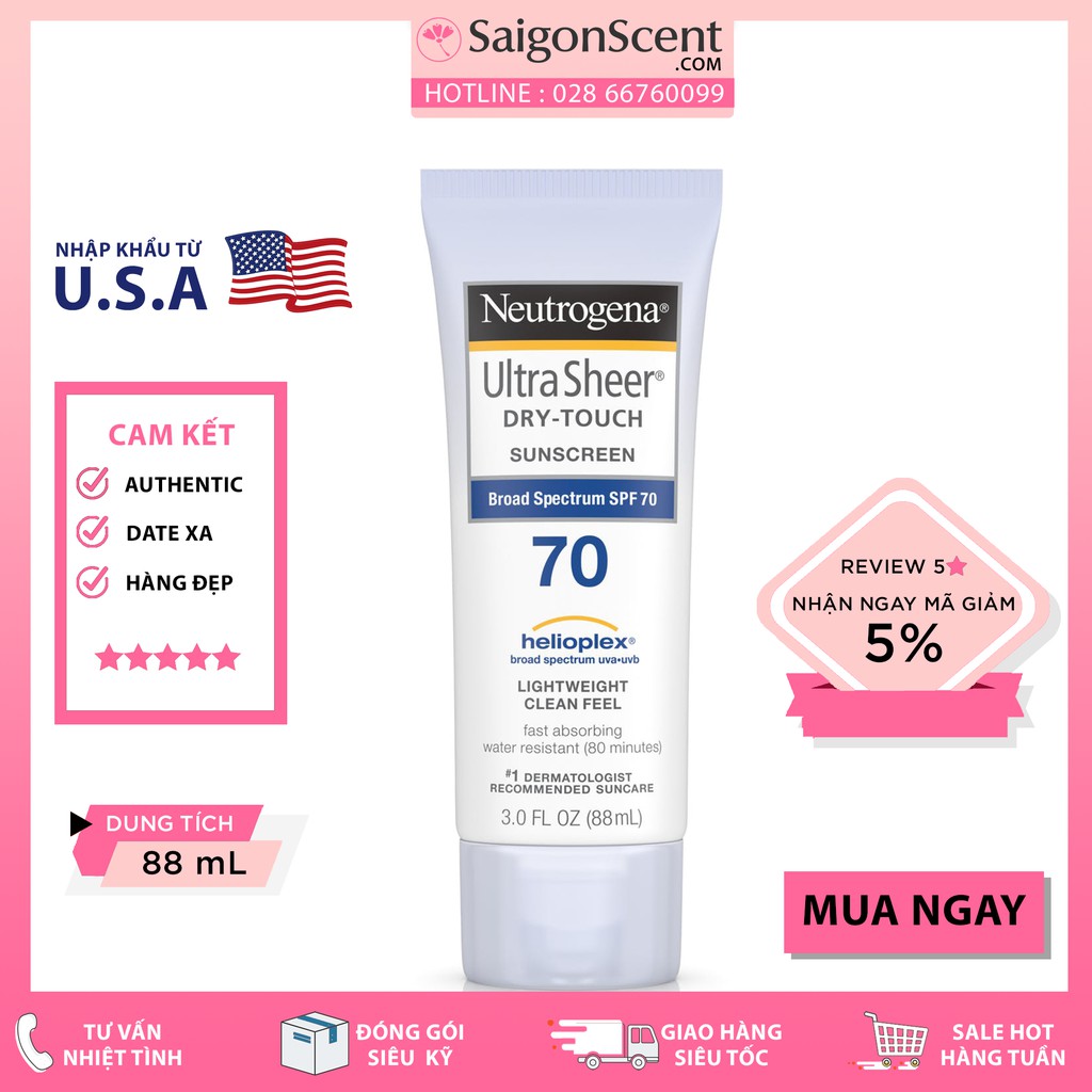 Kem chống nắng Neutrogena Ultra Sheer Dry-Touch Sunscreen SPF 70 ( 88mL )