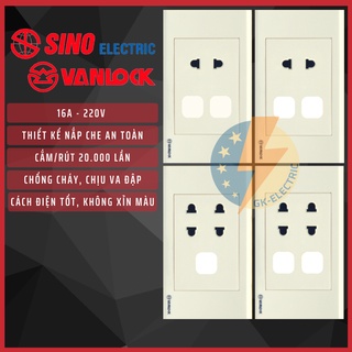 Mặt điện SINO-VANLOCK ổ cắm 2 chấu với lỗ công tắc series S18 250V-16A