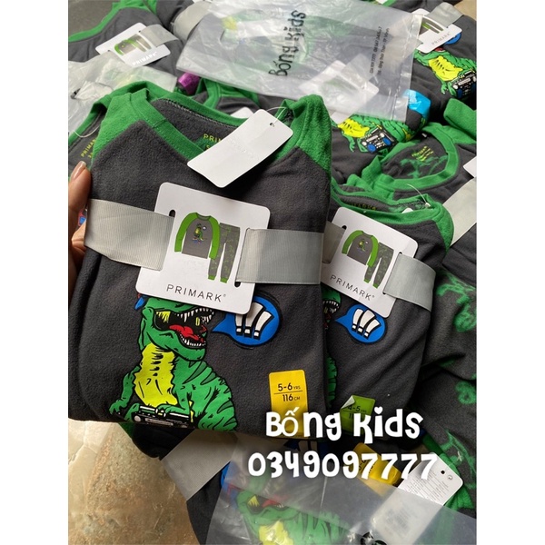 Bộ Nỉ Băng Lông Bé Trai Khủg Log Xanh Xám PR