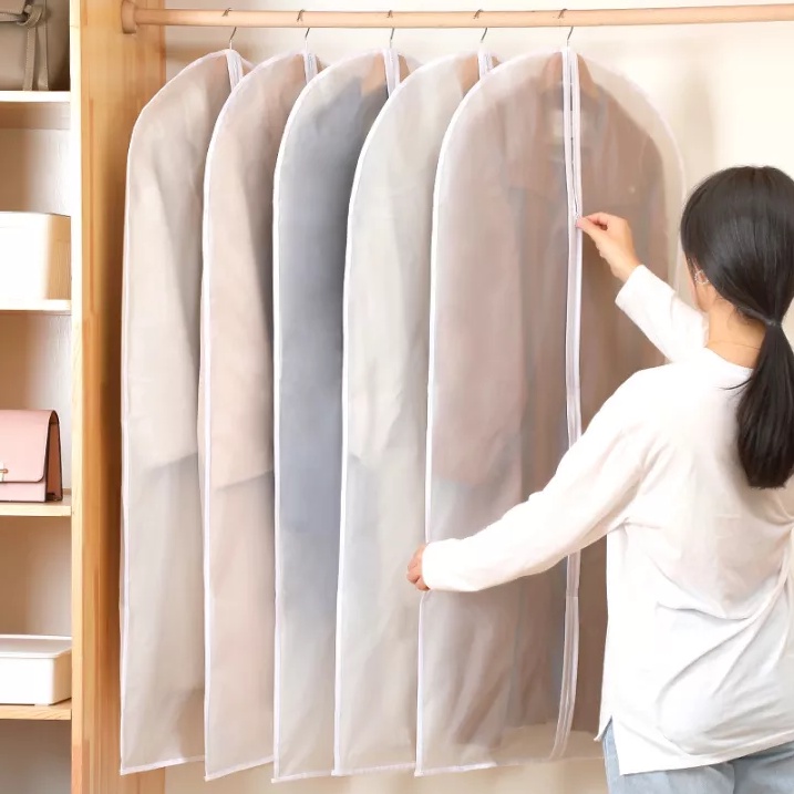 Túi Đựng Quần Áo Trong Suốt Chống Bụi Có Khóa Kéo Treo Đồ Gọn Gàng Bao Bọc Quần Áo Vải Bọc Chống Thấm Túi Bọc Quần Áo
