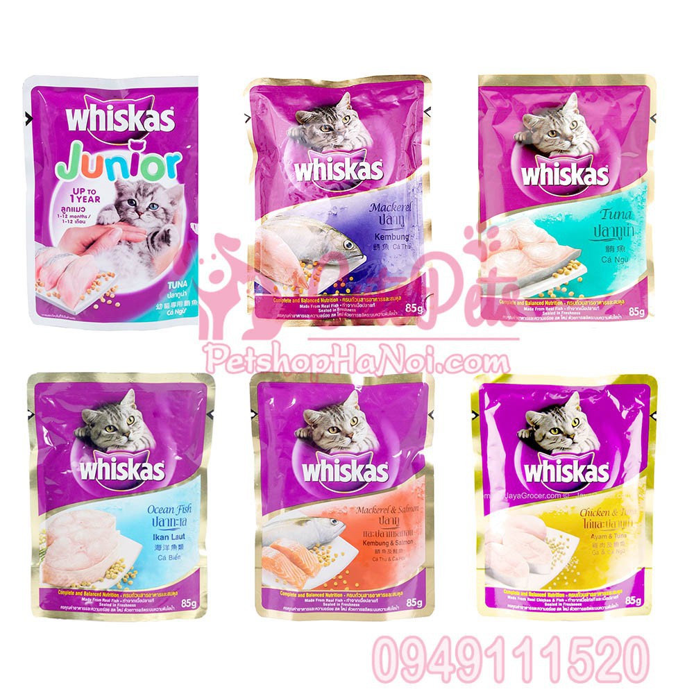 Whiskas Junior - Pate cho mèo con vị cá ngừ túi 85g - petshophanoi