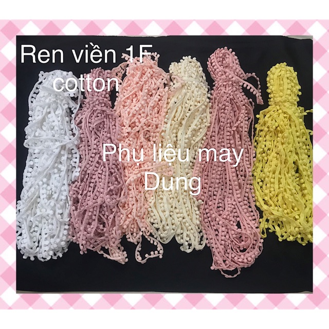 Ren viền cotton bảng 1cm ren dây bi