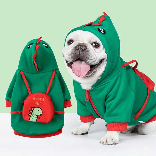 Áo Hoodie Dày Dặn Họa Tiết Khủng Long Nhỏ Dễ Thương Thời Trang Mùa Đông Cho Cún Cưng