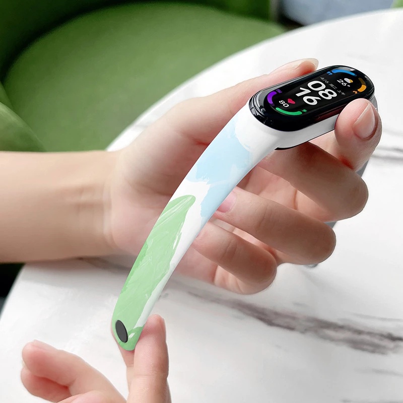 1 Dây Đeo Thay Thế Chất Liệu Silicon Màu Nước Cho Xiaomi Mi Band 5 6