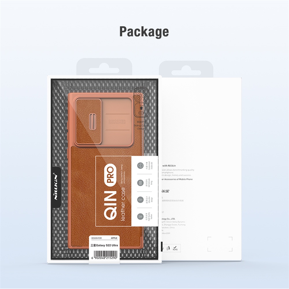 Bao da điện thoại Nillkin Qin Pro nắp lật bảo vệ 360 độ chống sốc chất lượng cao cho Samsung S22 Ultra