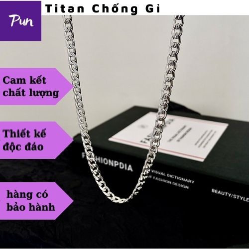 Vòng cổ nam nữ dây chuyền unisex dạng sợi chuỗi titan không gỉ  thời trang PUN màu bạc cá tính - Vòng Cổ Chuỗi Trơn