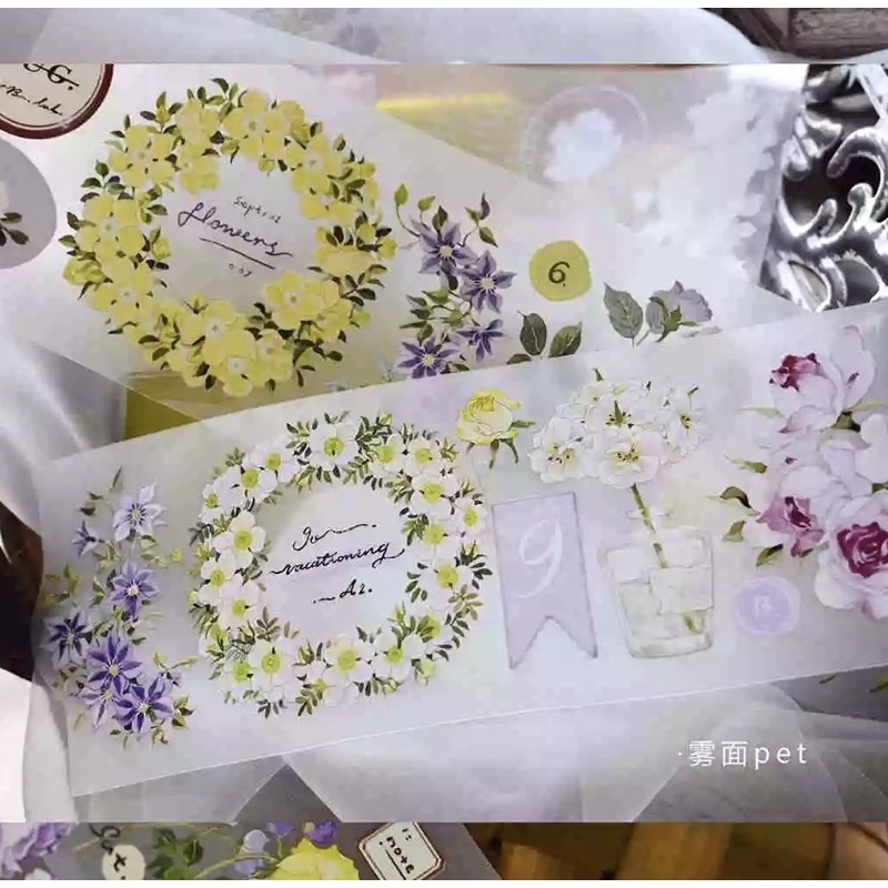 5 mẫu băng dính PET tape hoạ tiết hoa cổ điển nhà WILDBERRY.LAB