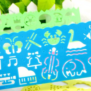 COD-4Pcs Template Image Ruler DIY Paper Card Craft Painting Stencil Drawing Tool