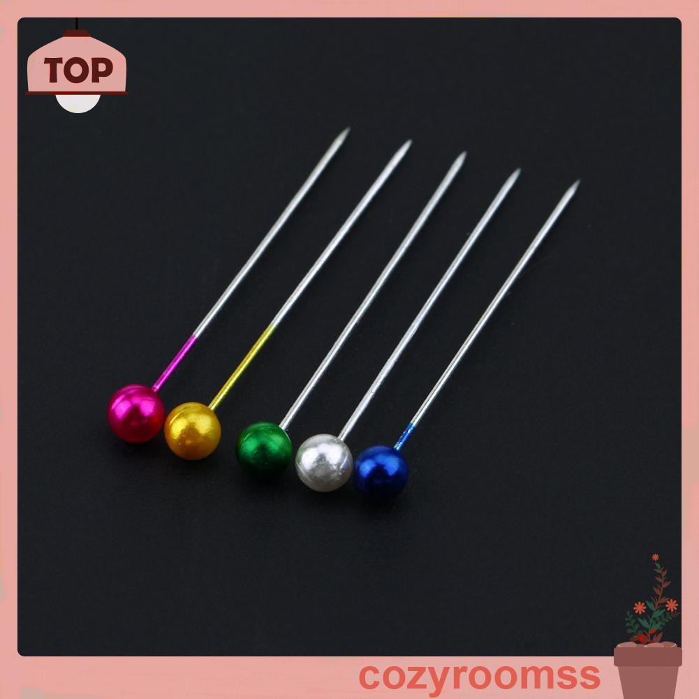 Cozyroomss 100pcs 1.57in Round Pearl Stainless Steel Sewing Pins