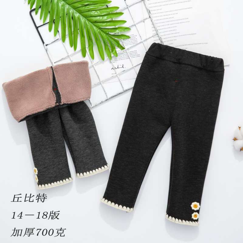 Quần nỉ bé gái 6 tháng đến 3 tuổi đính nơ, Quần legging lót lông cho bé dày dặn ấm áp