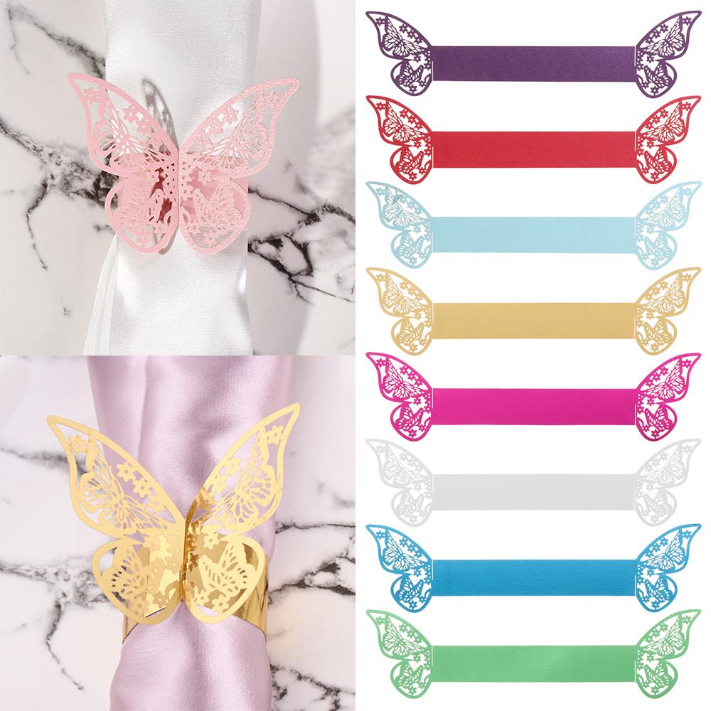 Set 10 Vòng Giấy Quấn Khăn Ăn Họa Tiết Bươm Bướm Tiện Dụng Cho Nhà Bếp
