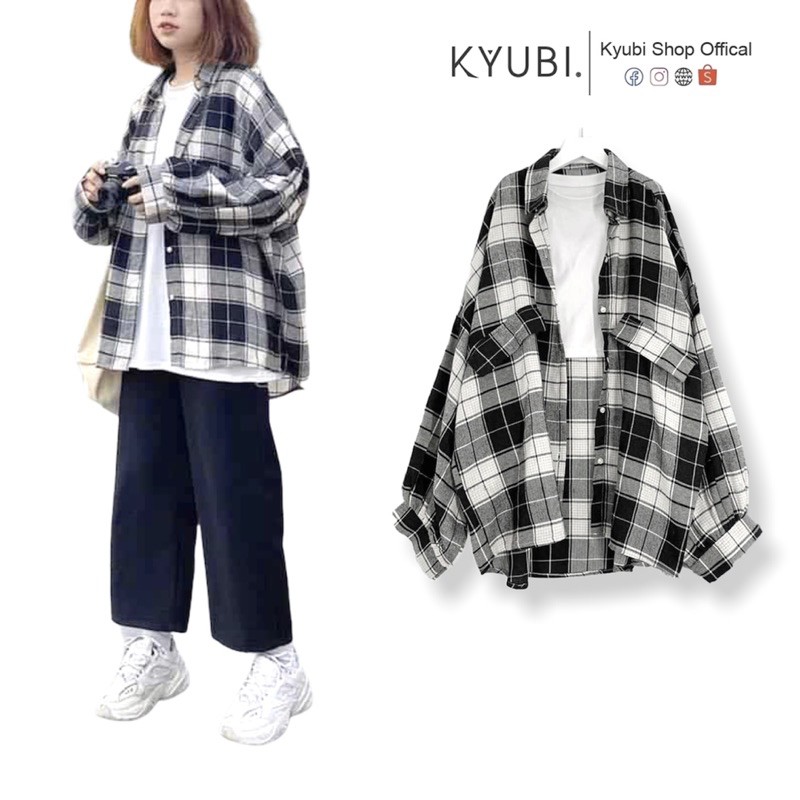 Áo Khoác Sơmi Caro Ullzzang Tay Bồng - Kyubi | BigBuy360 - bigbuy360.vn