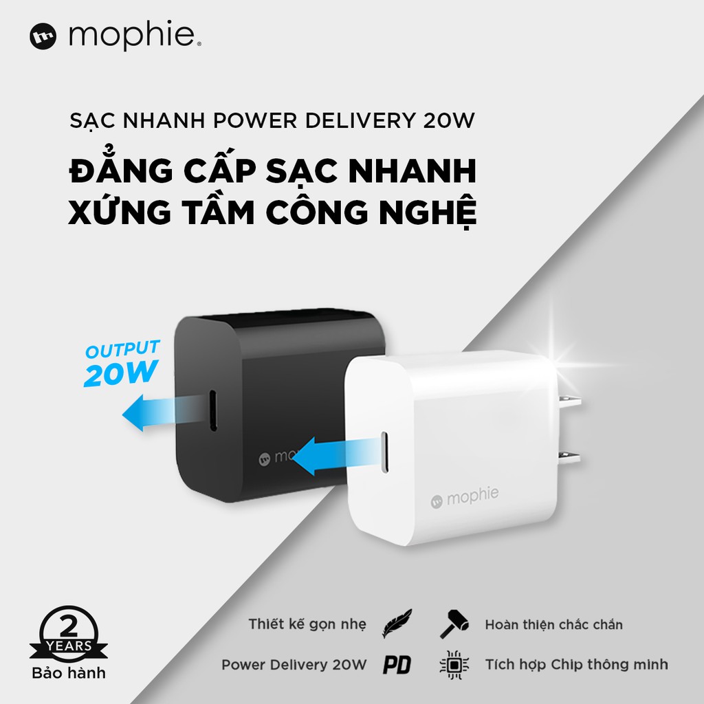 [Mã ELMALL150 giảm 8% đơn 500K] Combo sạc nhanh MOPHIE PD 18W/20W cho iPhone/iPad