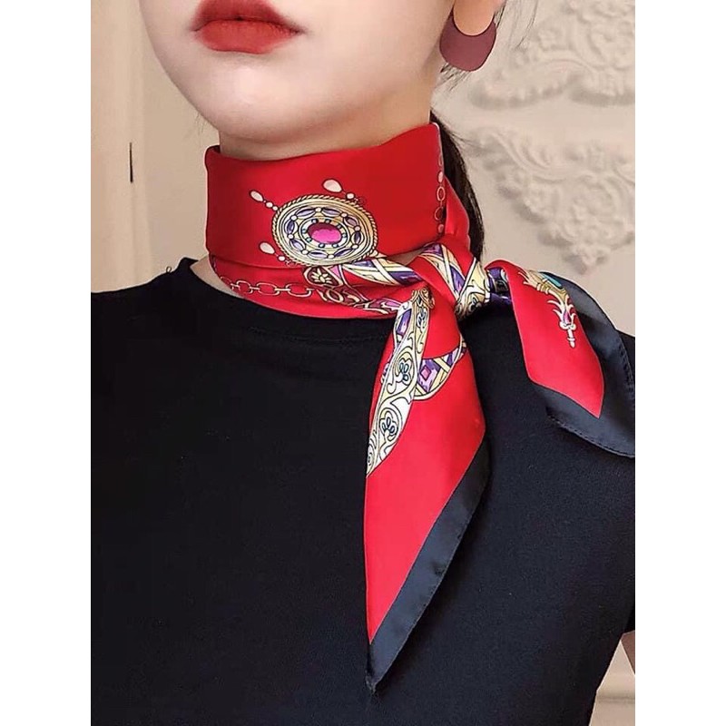 Khăn Lụa Vuông Cao Cấp , Khăn Lụa Cầm Tay Ô Vuông Chất Liệu Lụa Chiffon 70x70cm