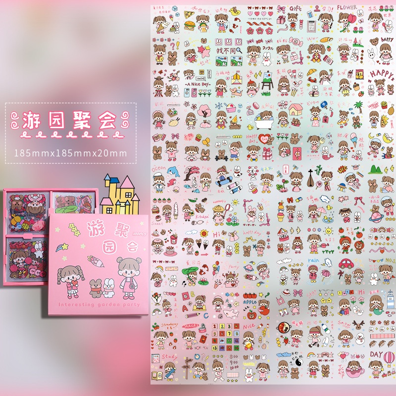 Set 100 Miếng Dán Trang Trí Hình Hoạt Hình Dễ Thương Cho Bé