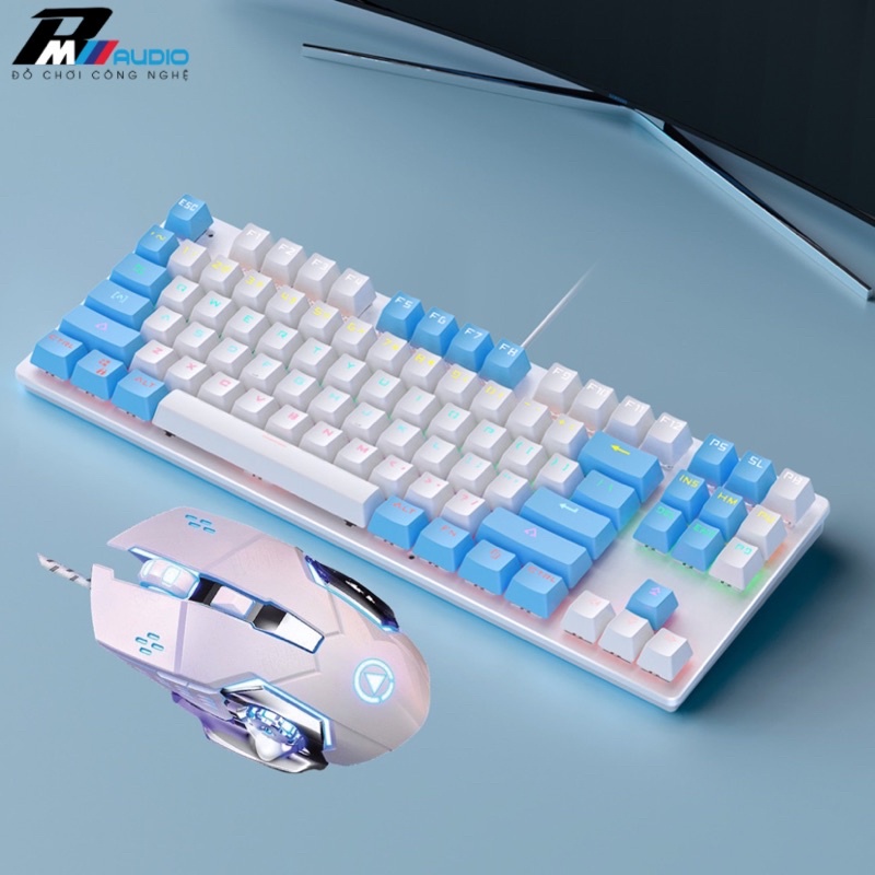 COMBO Bàn Phím Cơ K400-PRO 87 Nút Kèm Chuột G15 YINOIAO Dùng Cho Máy Tính Laptop LED RGB Tự Đổi Màu Nhiều Chế Độ