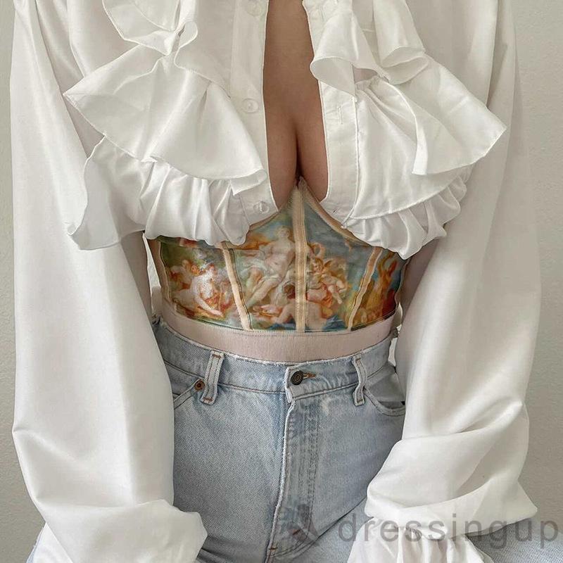 Áo Nịt Bụng In Hình Thiên Thần Phong Cách Vintage 2021 Cho Nữ