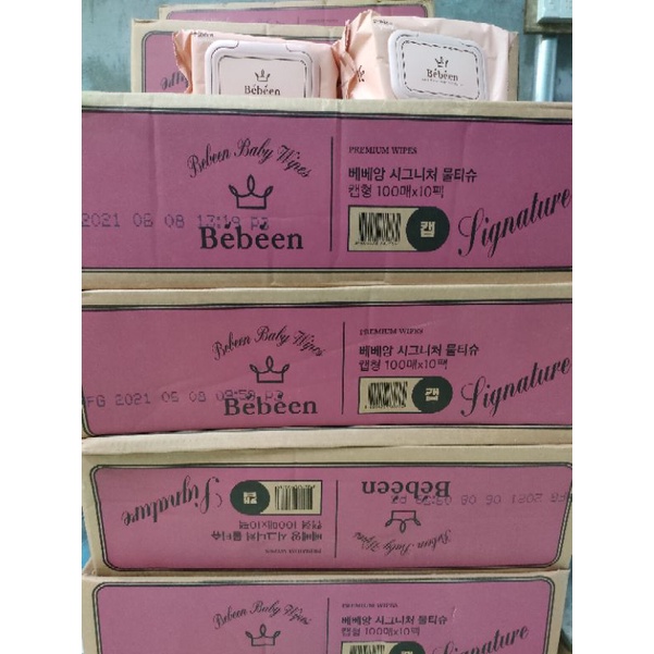Thùng 10 gói khăn giấy ướt Bébéen Hàn Quốc không mùi ăn toàn cho bé