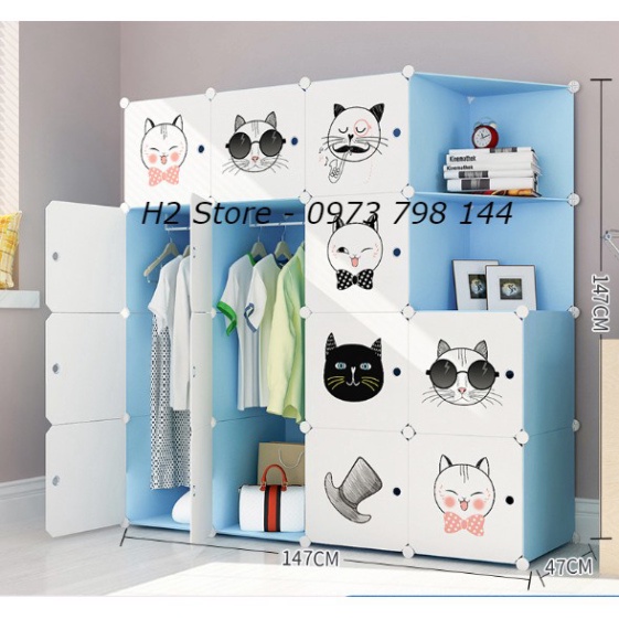 [NHIỀU MẪU] TỦ NHỰA LẮP GHÉP 16 Ô (GỒM 2 KỆ GÓC) ĐỂ ĐỒ ĐA NĂNG THÔNG MINH sâu 47cm