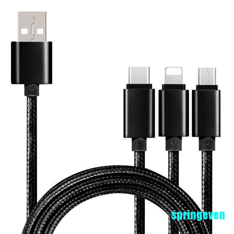 Dây Cáp Sạc Đồng Bộ Dữ Liệu Micro USB Loại C Đa Năng 3 Trong 1 Cho iPhone